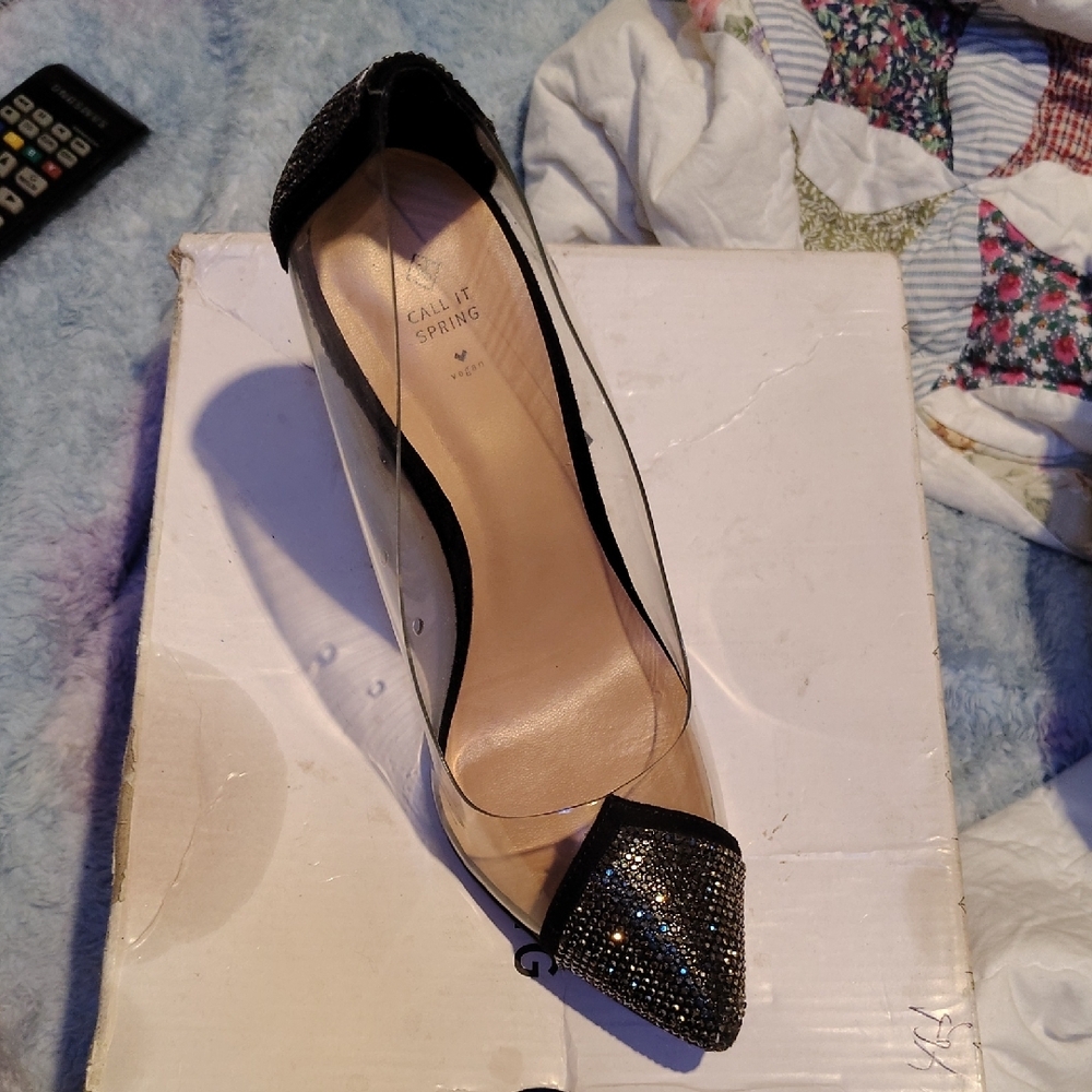 Call It Spring Black and Clear Heels